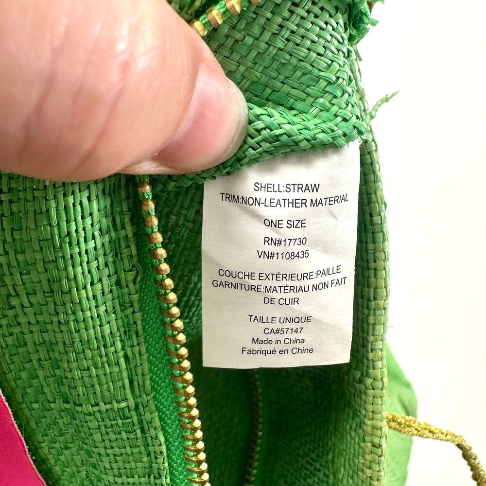 Lilly Pulitzer For Target Green Straw Travel Tote Beach Bag Resort Tropical - Picture 13 of 16